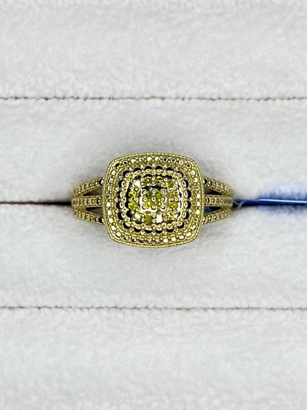 R064 | Natural Yellow Diamond Gold Square Ring